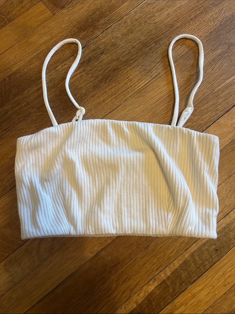 Whimsy + Row ivory Ribbed Crop Tank Top